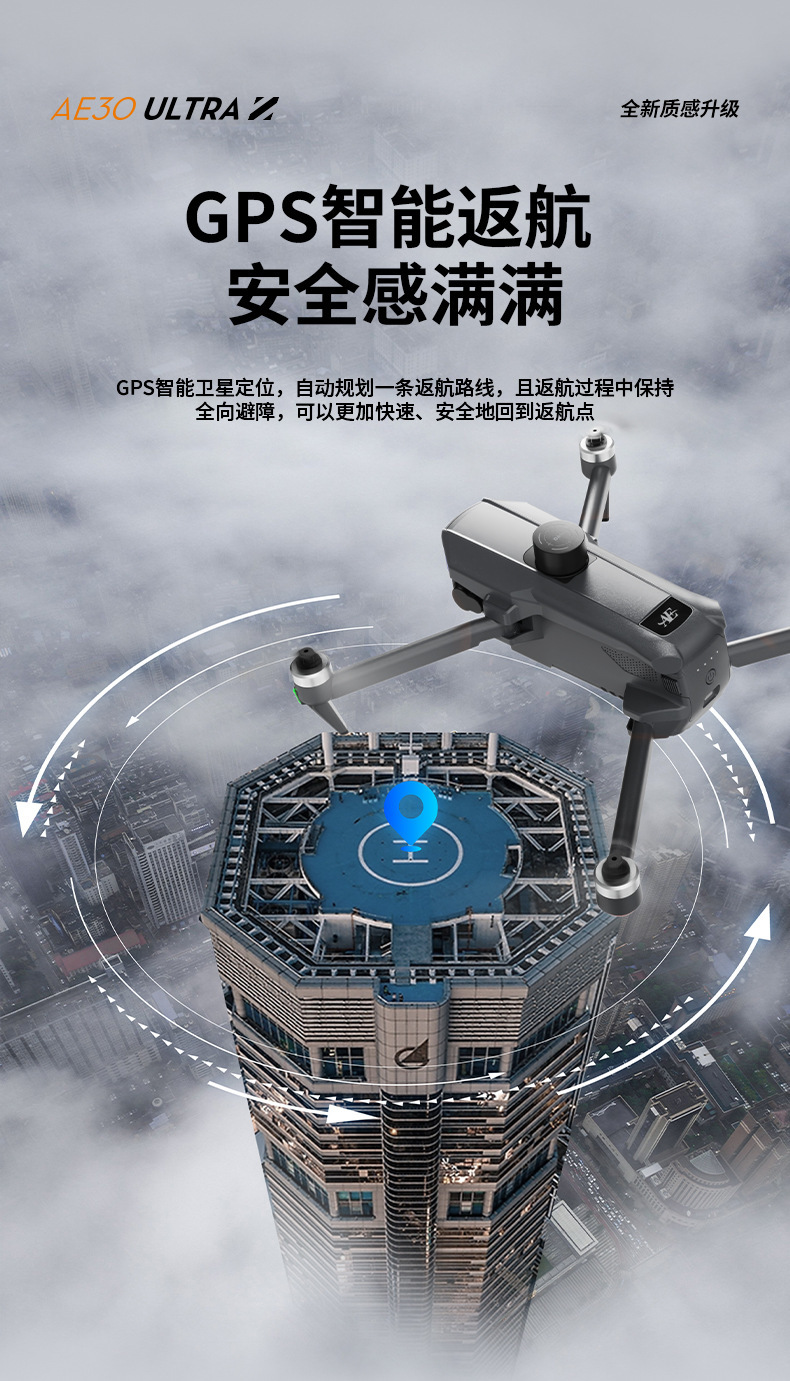 Folding remote control with screen, obstacle avoidance, high-definition aerial photography, remote monitoring drone, obstacle avoidance, three batteries, load-bearing airdrop, ultrasonic, high definition, intelligent return mode