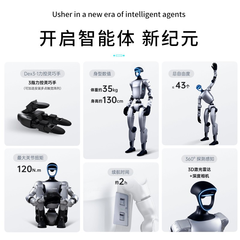 Unitree G1, a humanoid robot with embodied intelligence, is a globally sold bipedal robot, specifically a robotic dog