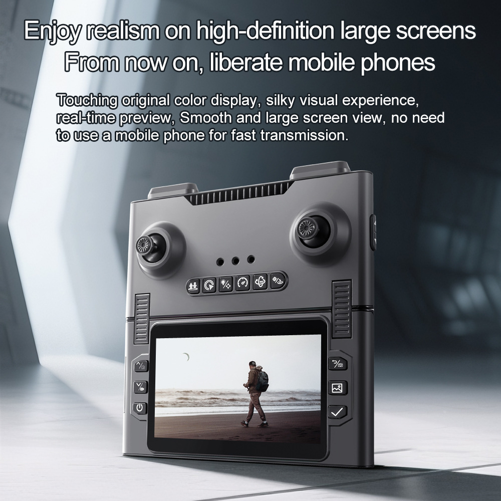 Folding remote control with screen, obstacle avoidance, high-definition aerial photography, remote monitoring, and drone