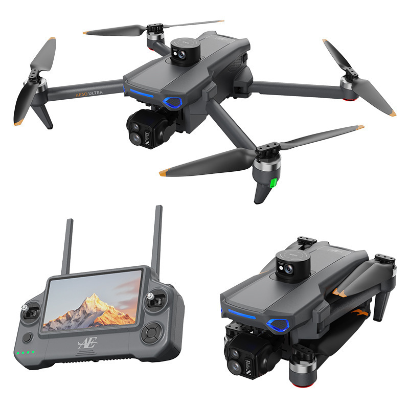 Folding remote control with screen, obstacle avoidance, high-definition aerial photography, remote monitoring drone, obstacle avoidance, three batteries, load-bearing airdrop, ultrasonic, high definition, intelligent return mode