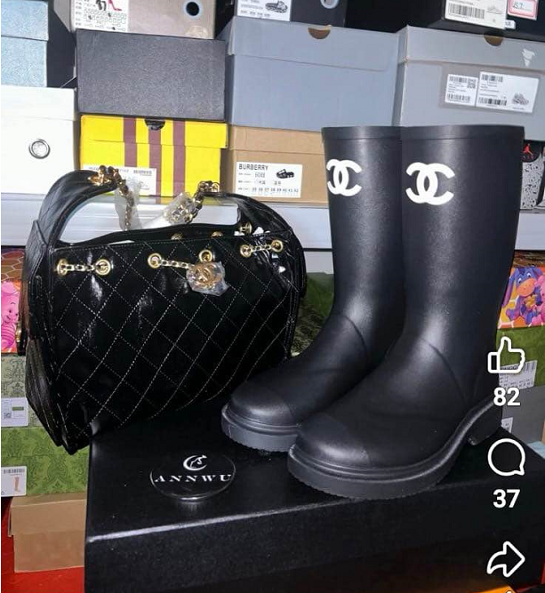 Chanel bag boots set