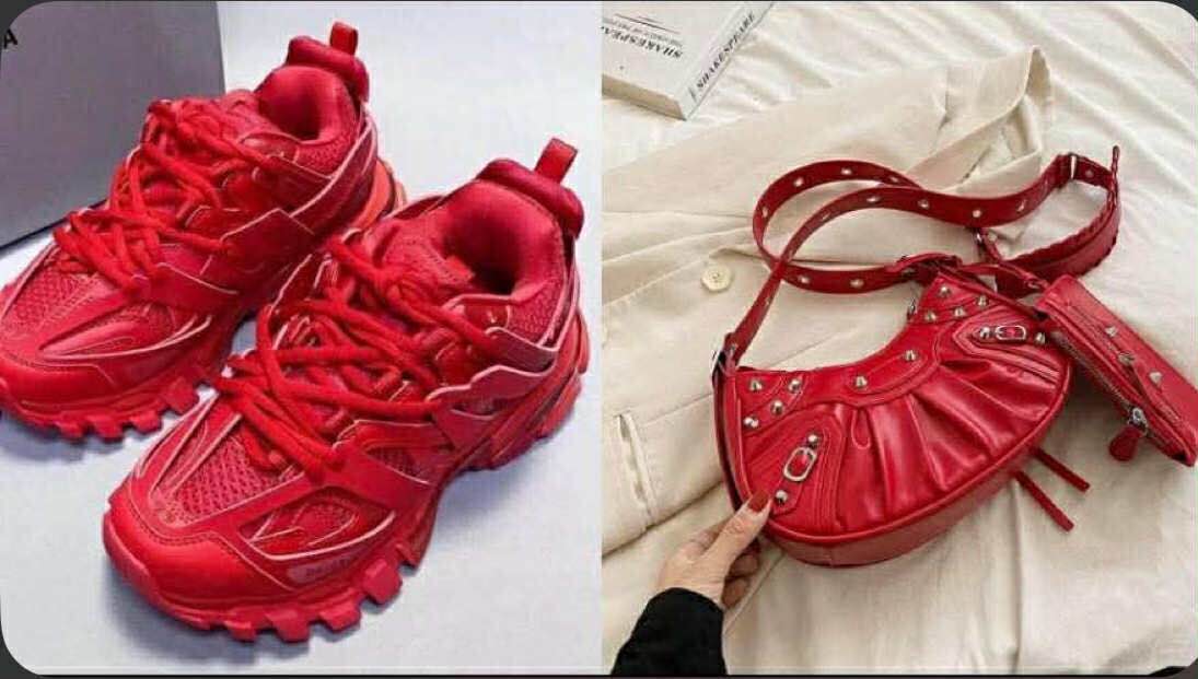 Red shoe & bag set, stylish and distinctive