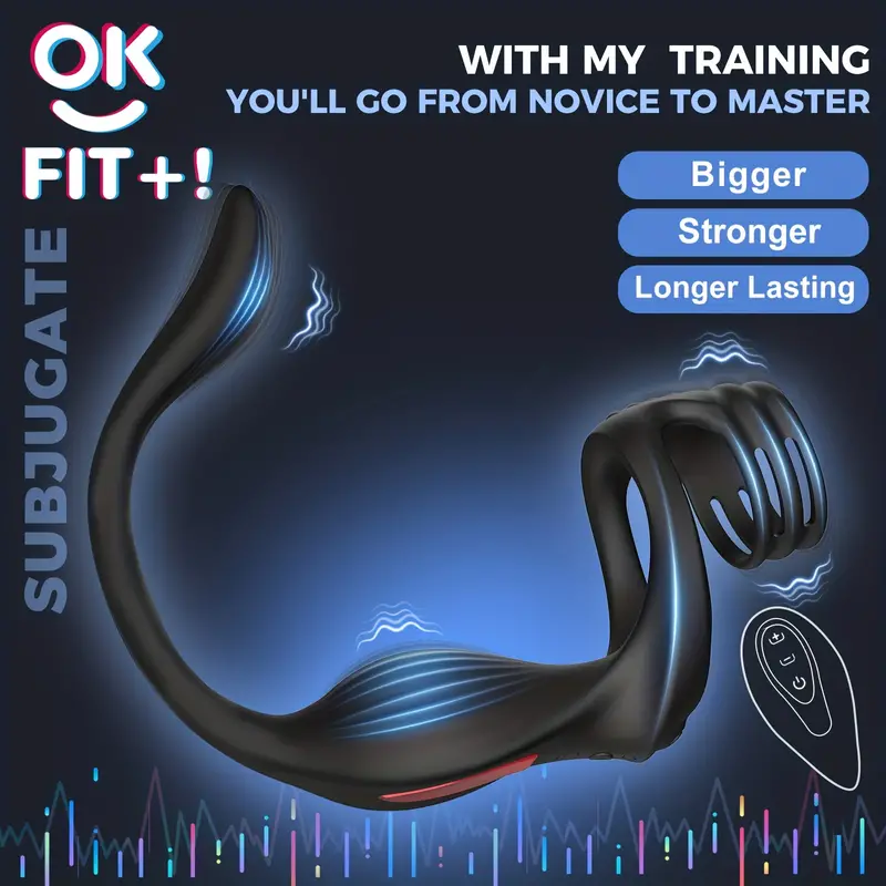 Adjustable Men's Delay Penis Vibration Ring & Butt Plug Stimulator