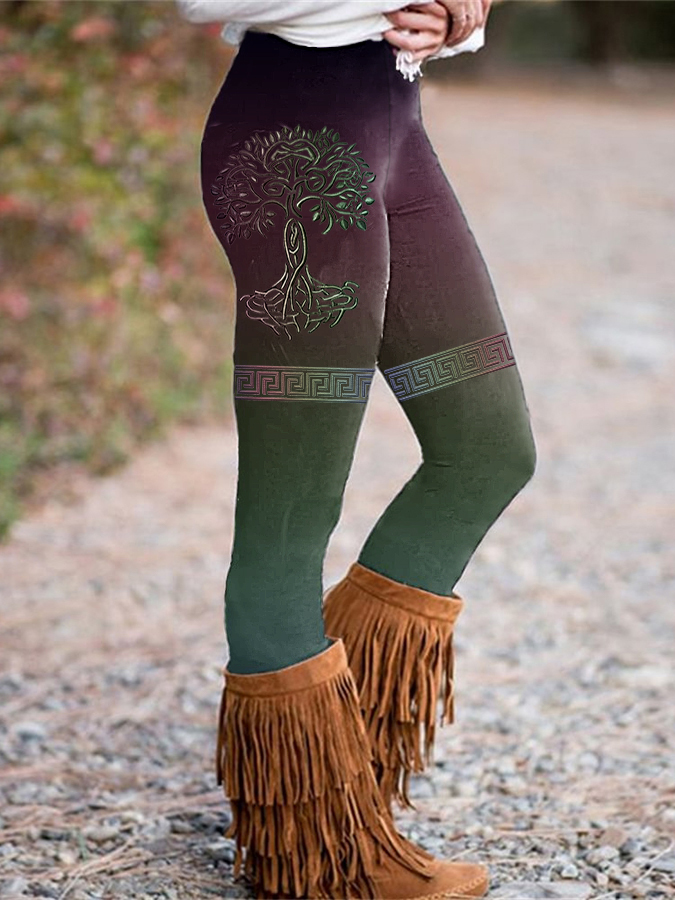 Damen Viking Life Of Tree Art Leinen druck lässige Unterteile