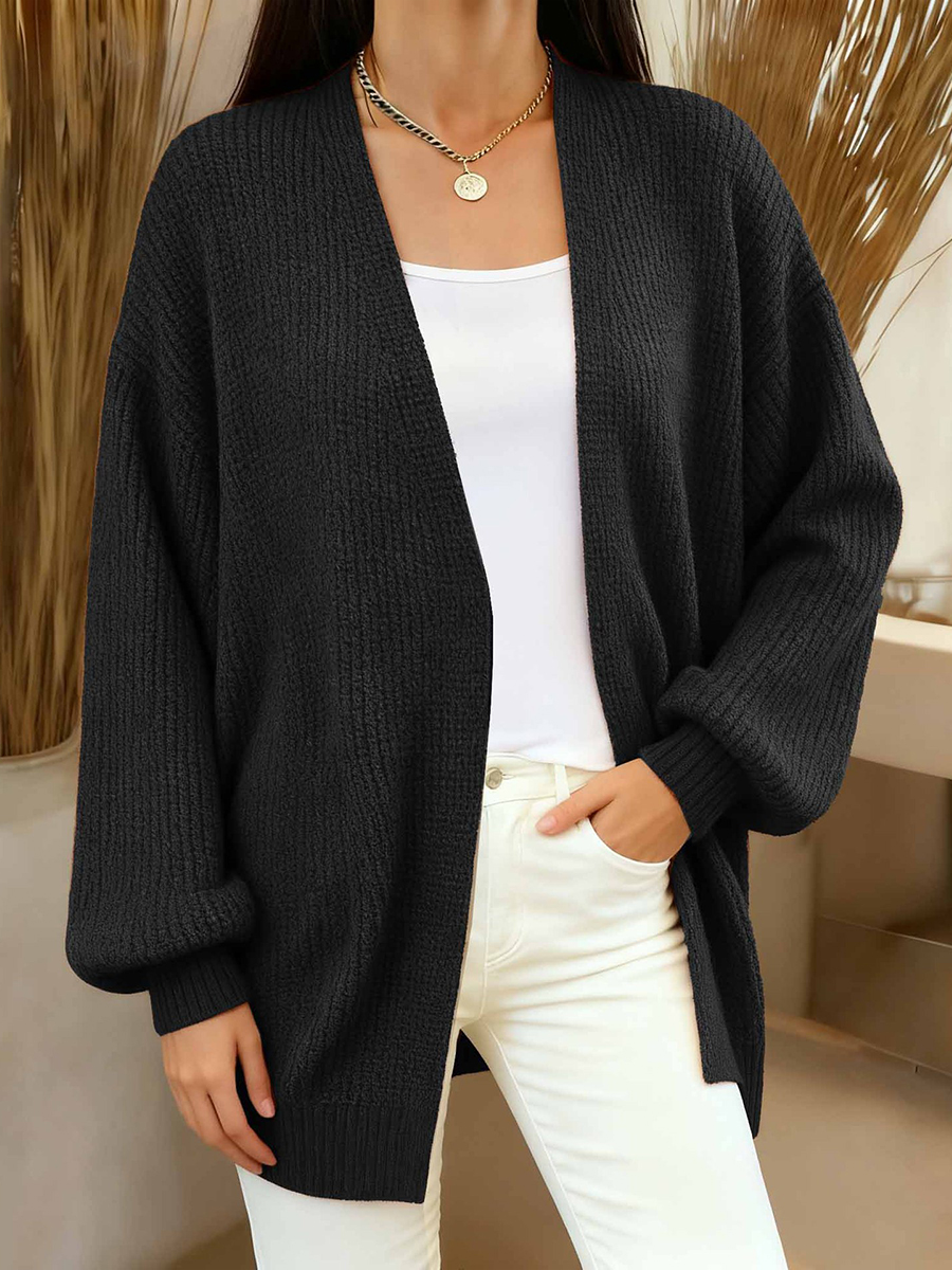 Einfache einfarbige, gemütliche Strickjacke für Damen