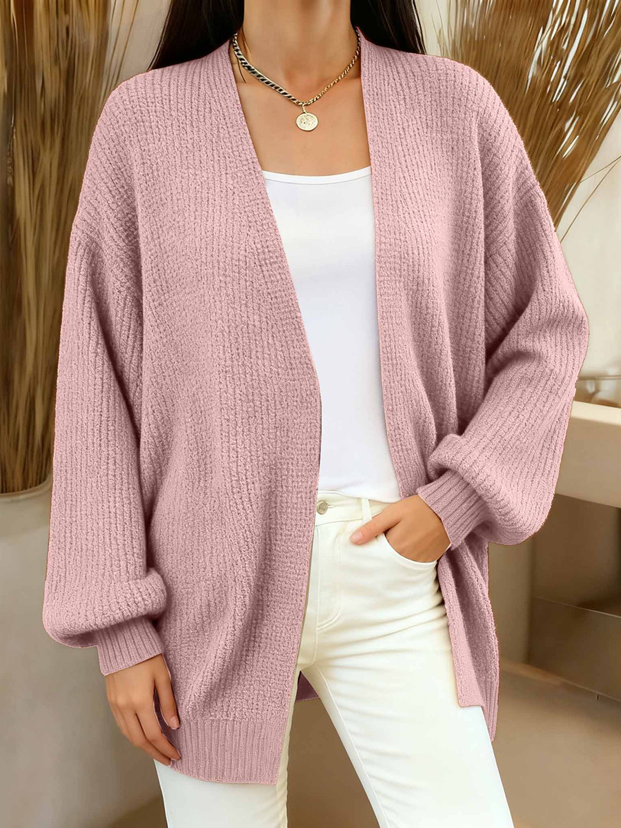 Einfache einfarbige, gemütliche Strickjacke für Damen
