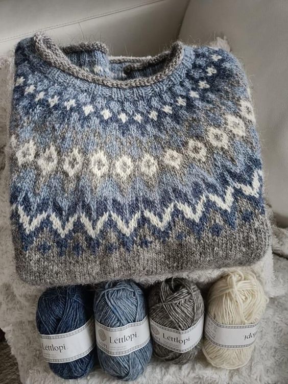 Frauen Isländischer Pullover Jacquard lässig bequem Rundhals Pullover Pullover Pullover