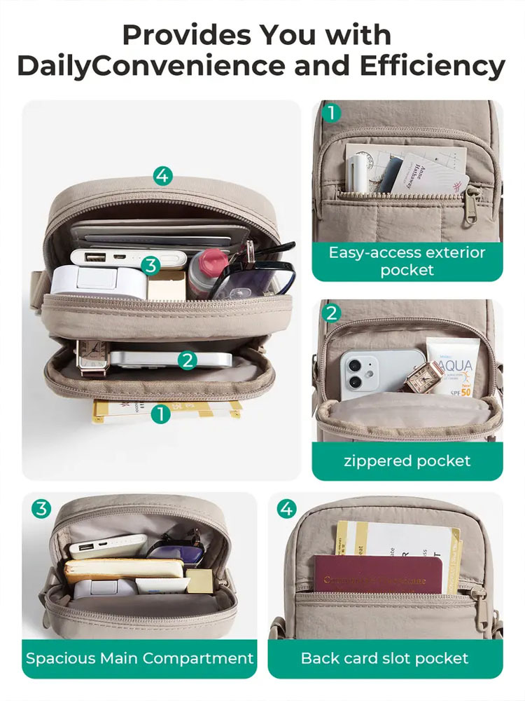 Multi-layer waterproof and anti-theft crossbody phone bag