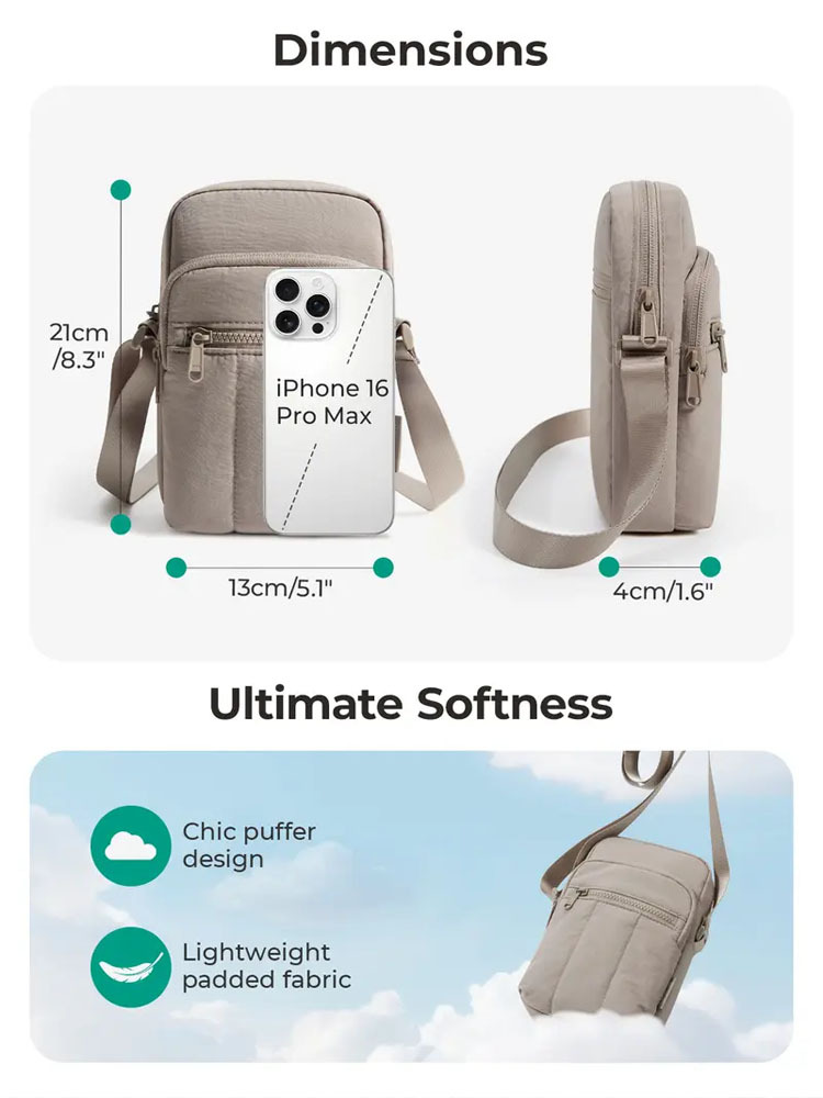 Multi-layer waterproof and anti-theft crossbody phone bag