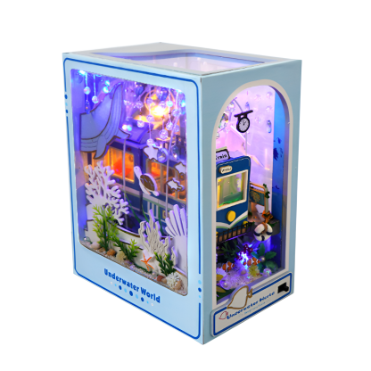 DIY cabin three-dimensional book stand hand-assembled house model creative toy luminous birthday gif