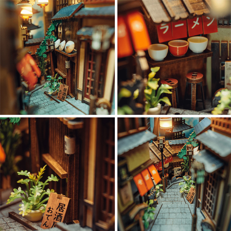 DIY cabin three-dimensional book stand hand-assembled house model creative toy luminous birthday gif