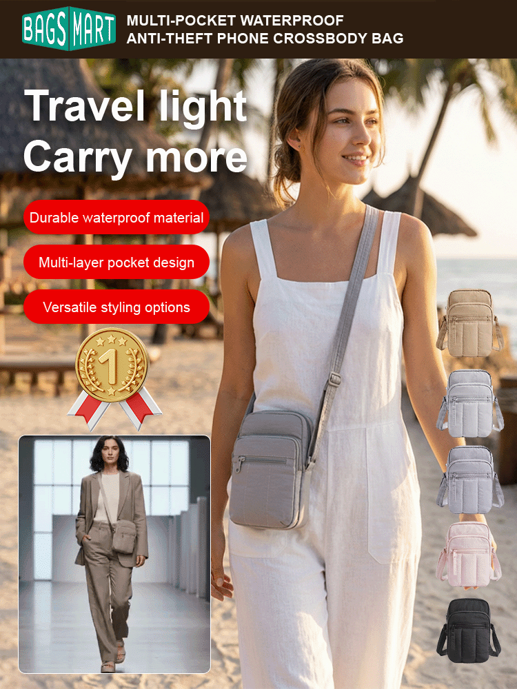 Multi-layer waterproof and anti-theft crossbody phone bag