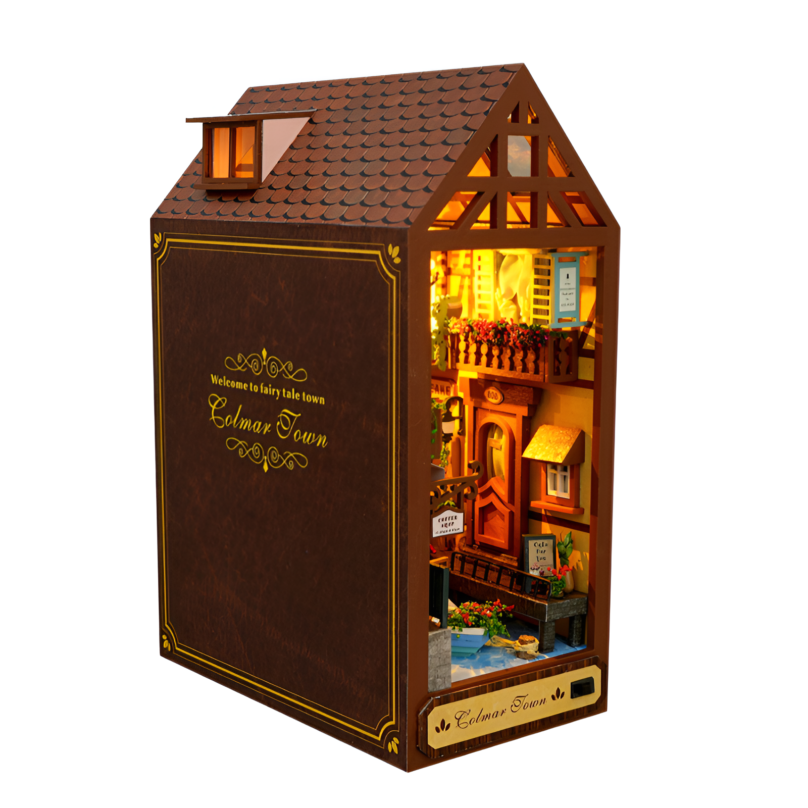 DIY cabin three-dimensional book stand hand-assembled house model creative toy luminous birthday gif