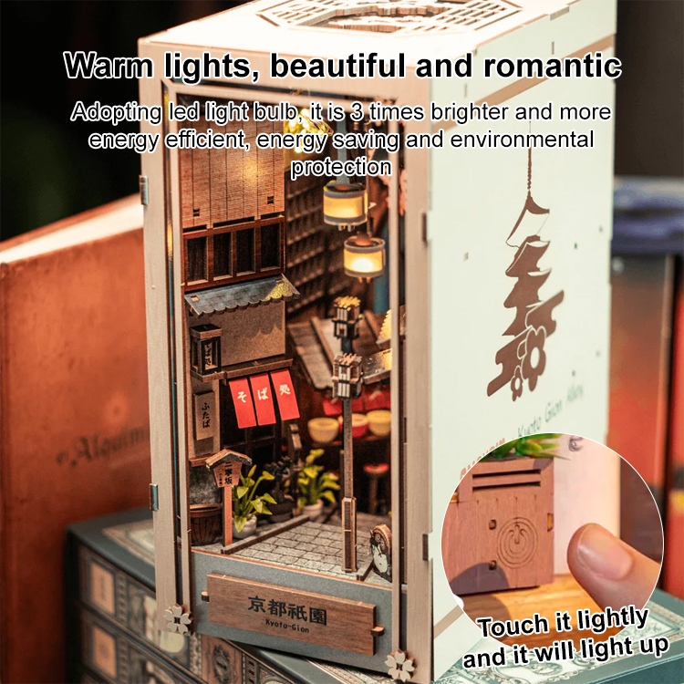 DIY cabin three-dimensional book stand hand-assembled house model creative toy luminous birthday gif