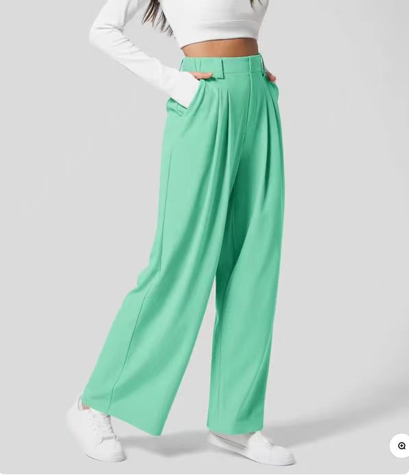 High Waisted Pocket Wide Leg Waffle Work Pants