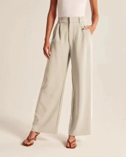 High Waisted Pocket Wide Leg Waffle Work Pants