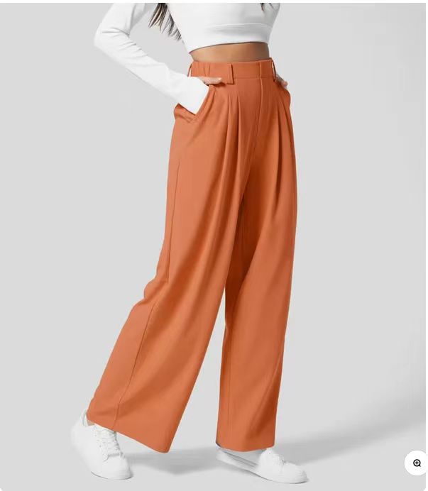 High Waisted Pocket Wide Leg Waffle Work Pants