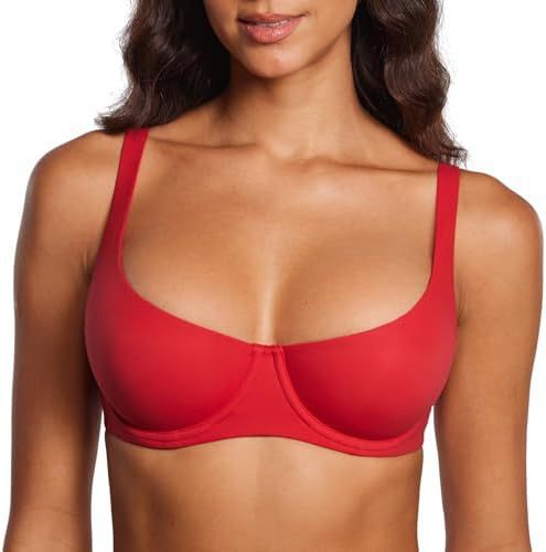  🔥 Women's Unlined Balconette Bra No Padded Underwire Supportive Plus Size Smooth Scoop Neck 