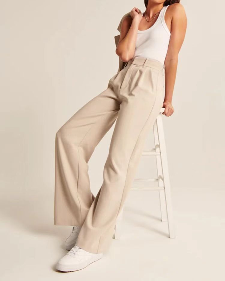 High Waisted Pocket Wide Leg Waffle Work Pants
