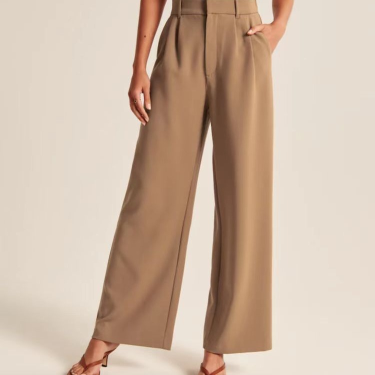 High Waisted Pocket Wide Leg Waffle Work Pants