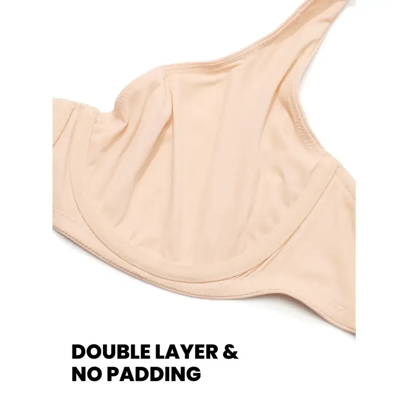  🔥 Women's Unlined Balconette Bra No Padded Underwire Supportive Plus Size Smooth Scoop Neck 