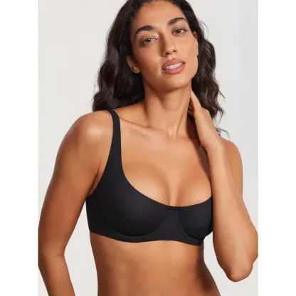  🔥 Women's Unlined Balconette Bra No Padded Underwire Supportive Plus Size Smooth Scoop Neck 