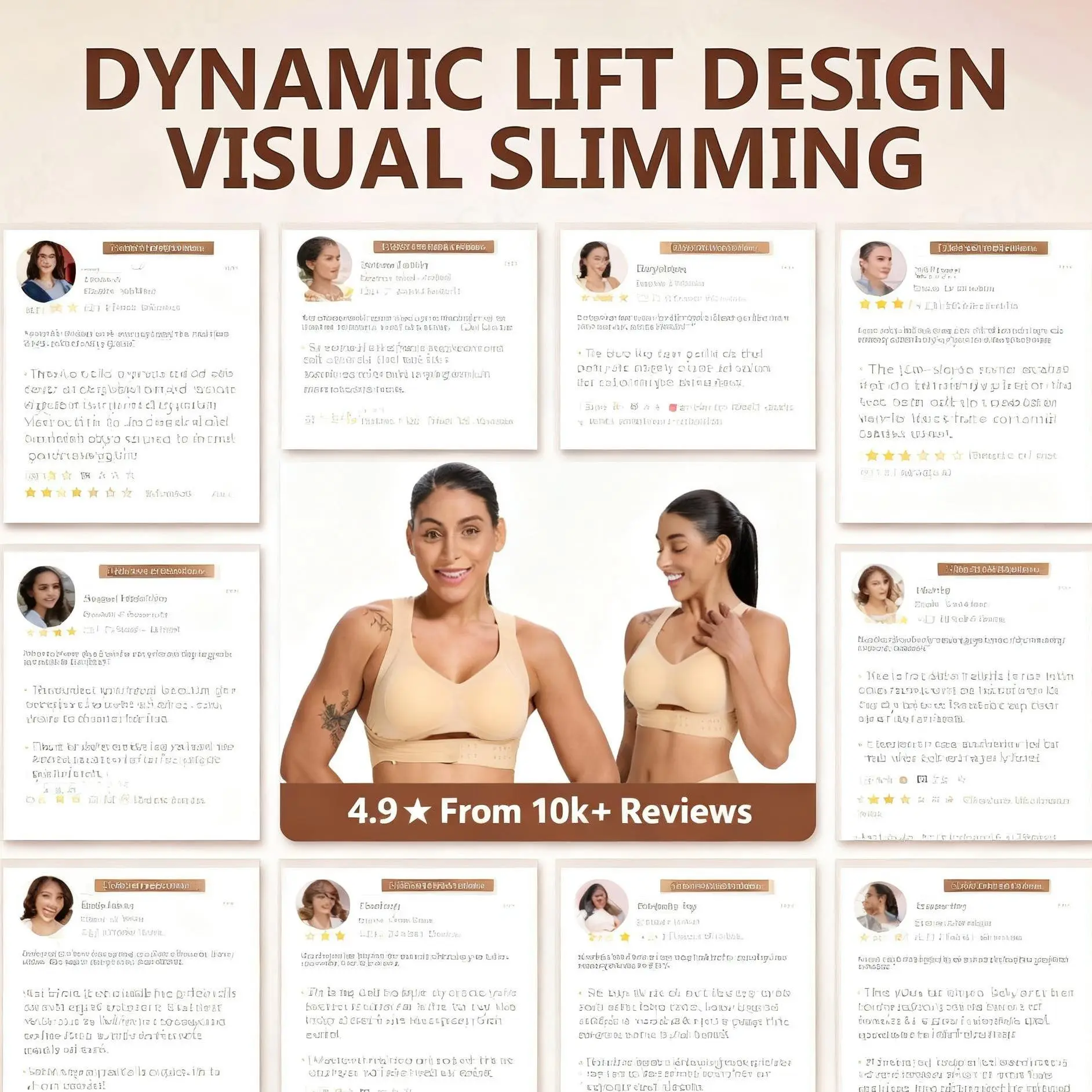 【Postural correction】Women’s Beige Wireless Bra, Soft Breathable Non-removable Moulded Cups, Yoga Fitness Sportswear for Gym & Daily Training