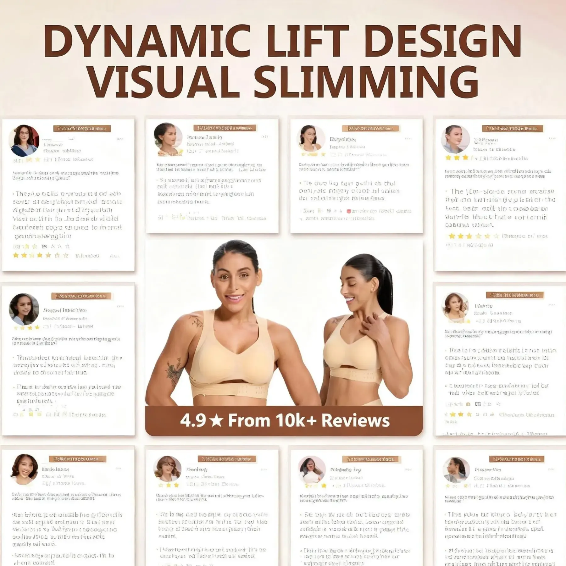 【Postural correction】Women’s Beige Wireless Bra, Soft Breathable Non-removable Moulded Cups, Yoga Fitness Sportswear for Gym & Daily Training