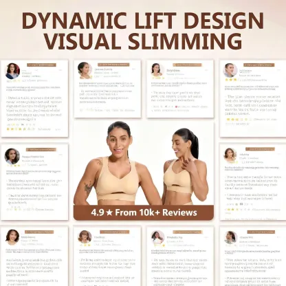 【Postural correction】Women’s Beige Wireless Bra, Soft Breathable Non-removable Moulded Cups, Yoga Fitness Sportswear for Gym & Daily Training