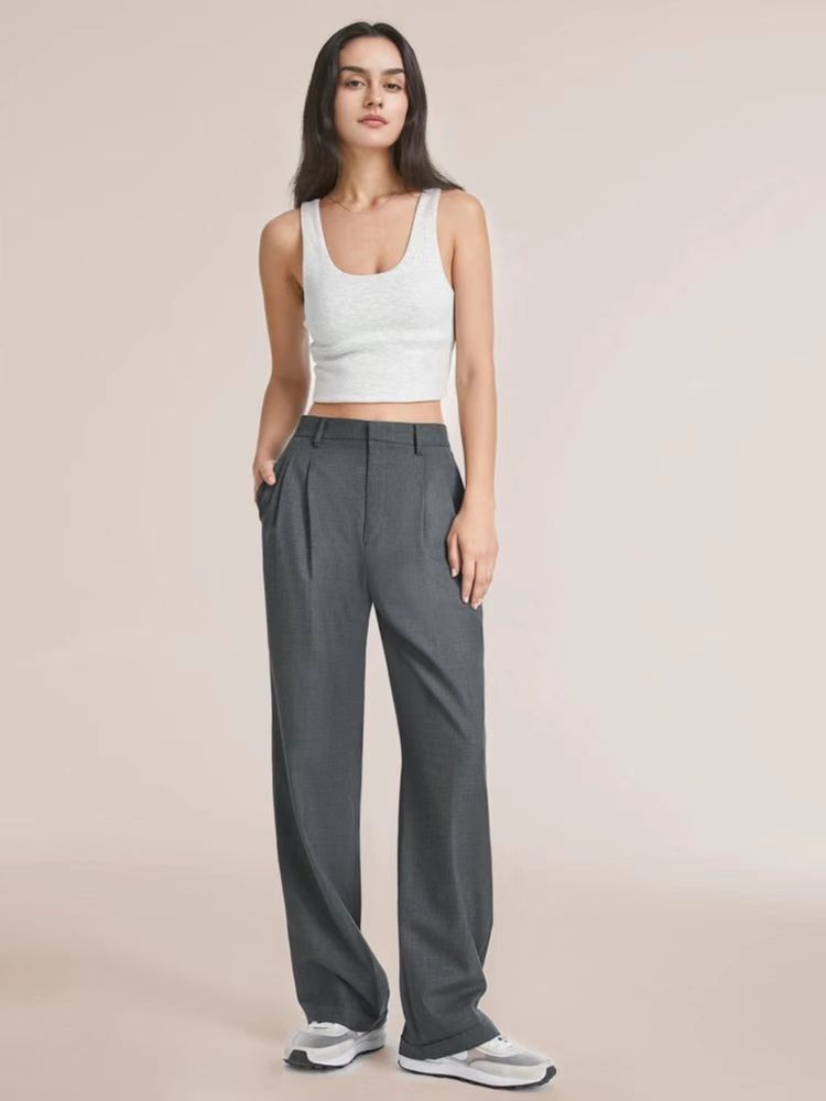 High Waisted Pocket Wide Leg Waffle Work Pants