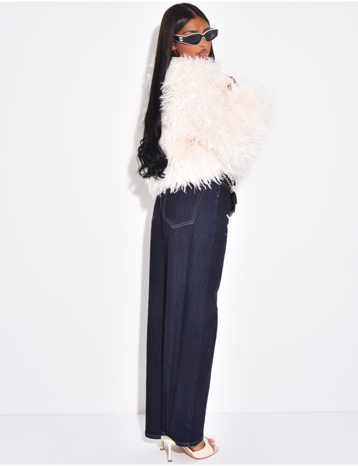 Short coat with fluffy fur