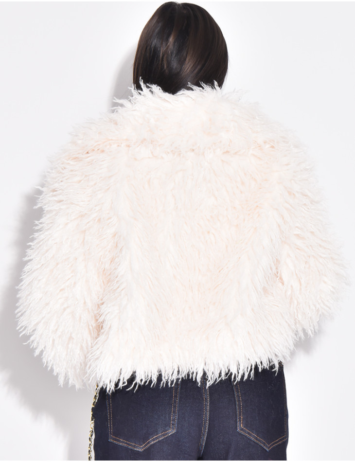 Short coat with fluffy fur