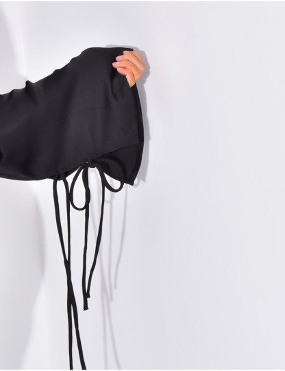 Very long dress in premium satin with tie fastening