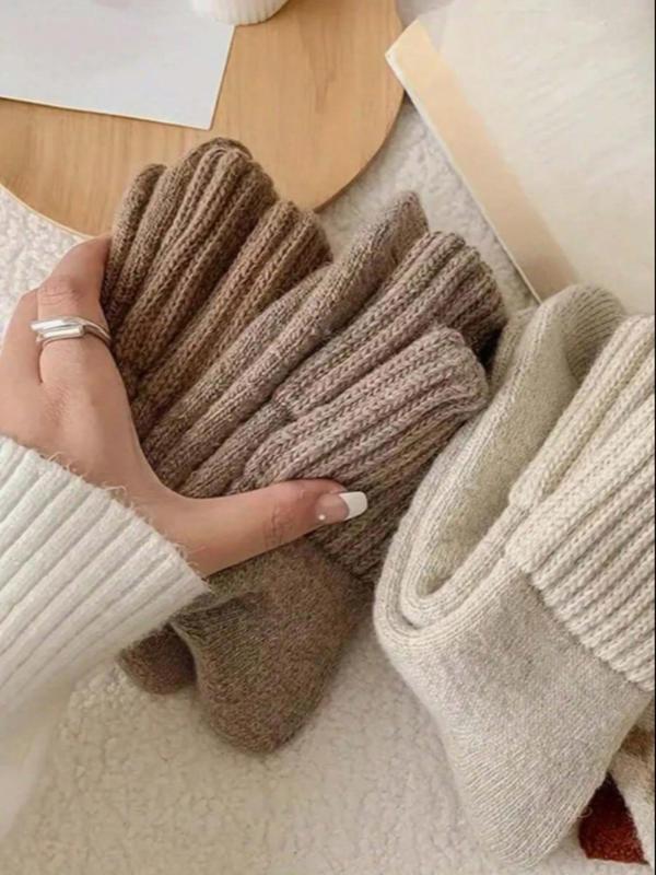 Nyzfexk Women's Solid Mid-calf Socks, Casual Soft Comfy Warm Socks for Fall & Winter, Women's Socks for Daily Wear