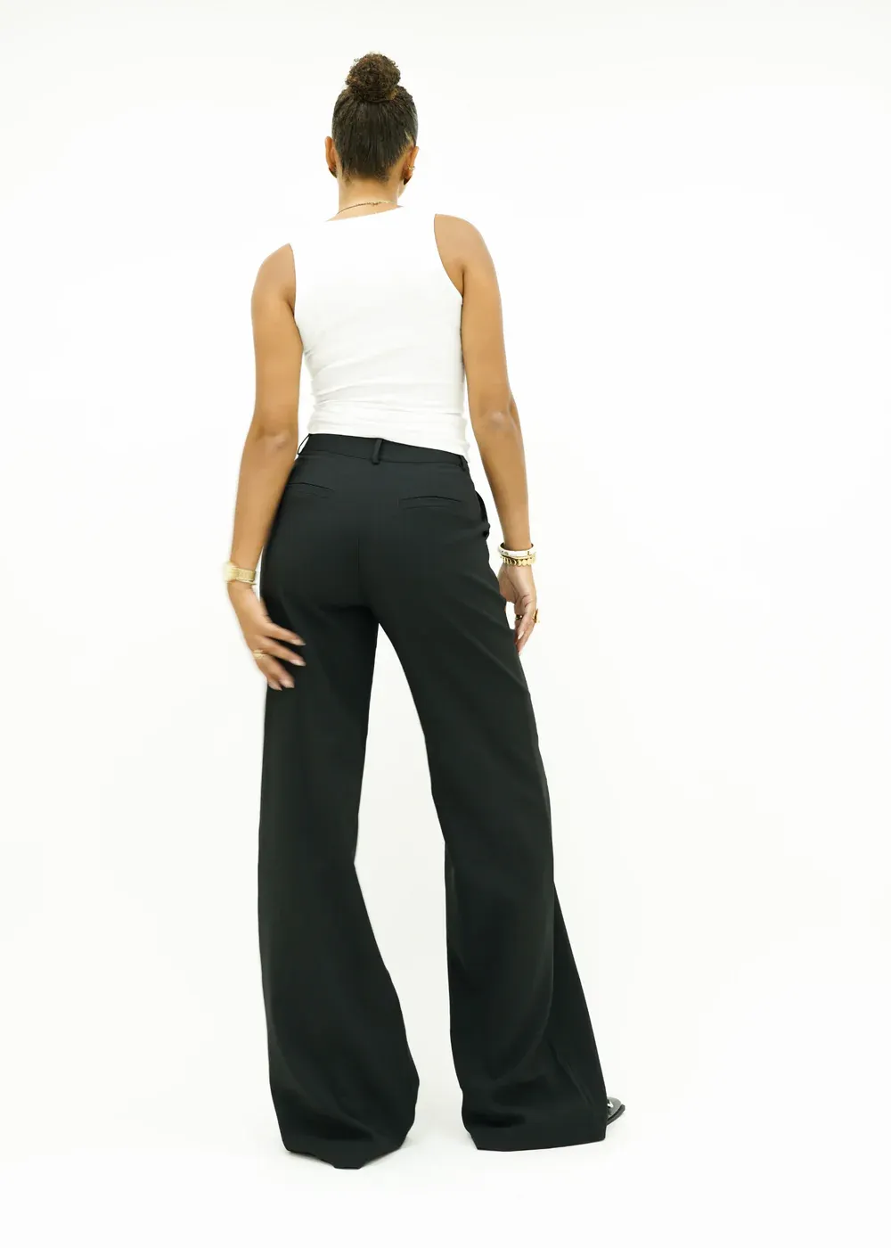 High-Waist Wide-Leg Casual Pants – Cream (Tall)