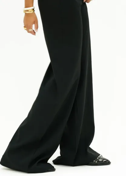 High-Waist Wide-Leg Casual Pants – Cream (Tall)