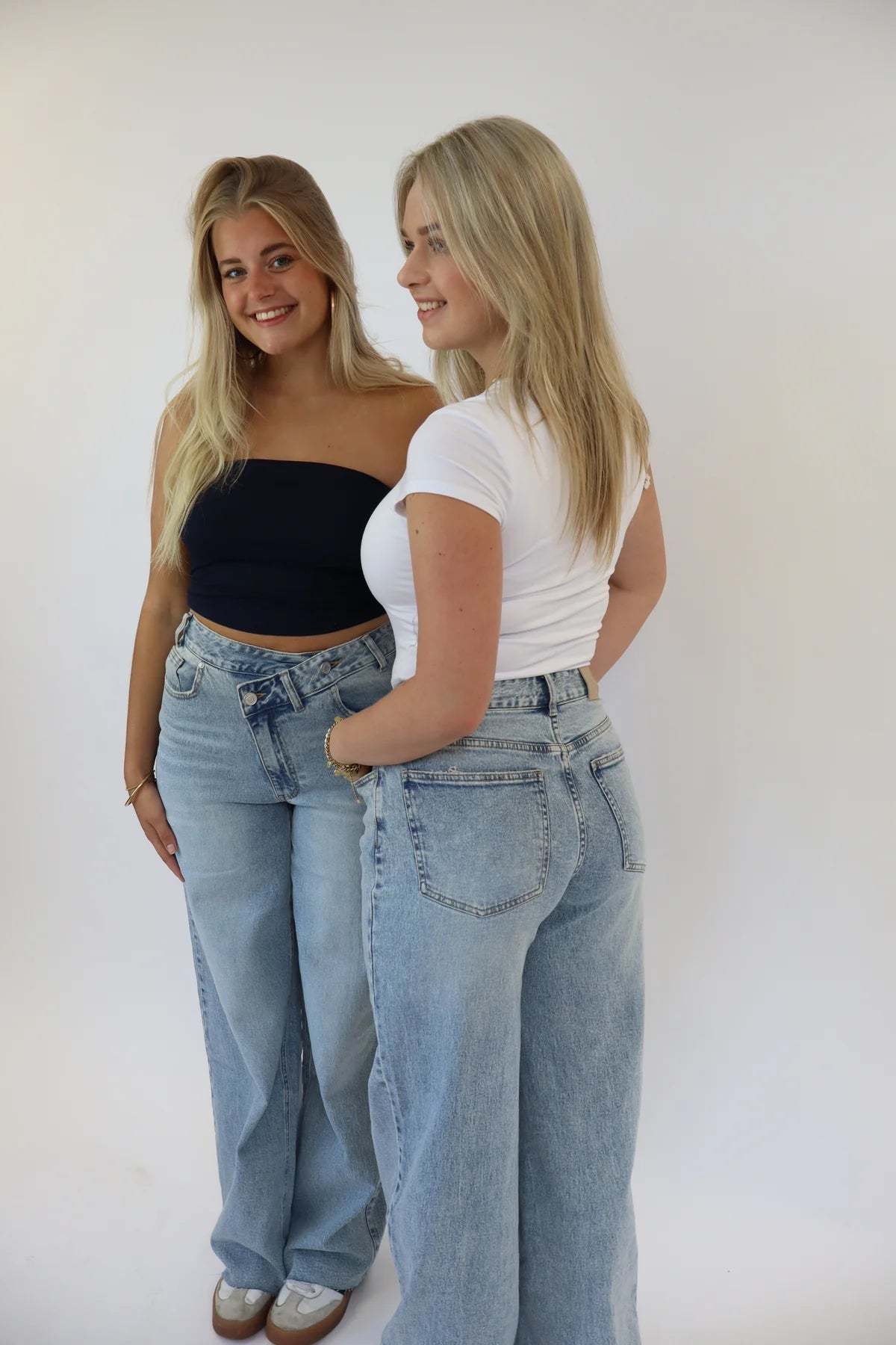 Assymetrische Double Button Jeans