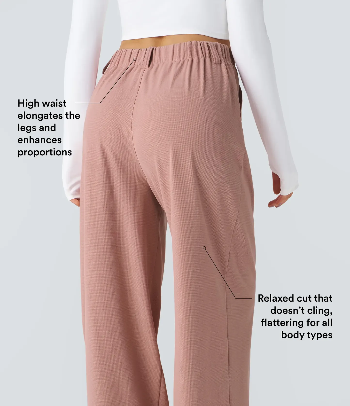 High Waisted Pocket Wide Leg Waffle Work Pants