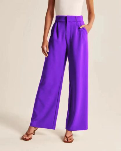 High Waisted Pocket Wide Leg Waffle Work Pants