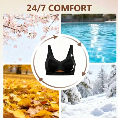 【Postural correction】Women’s Beige Wireless Bra, Soft Breathable Non-removable Moulded Cups, Yoga Fitness Sportswear for Gym & Daily Training