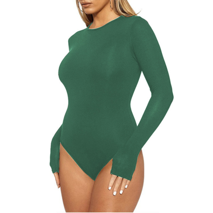 Women's Stretch Long Sleeve Crew Neck Bodysuit