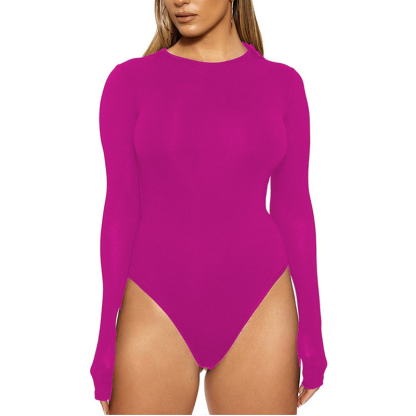 Women's Stretch Long Sleeve Crew Neck Bodysuit