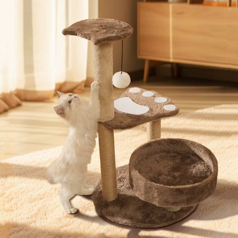 Three-Layer Paw Print Springboard Cat Climbing Frame