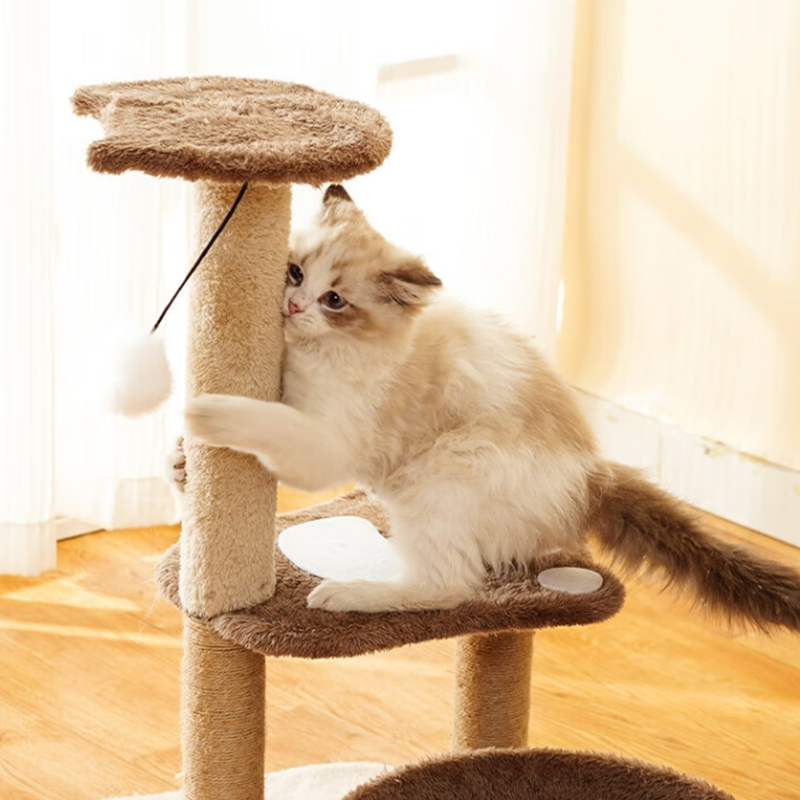 Three-Layer Paw Print Springboard Cat Climbing Frame