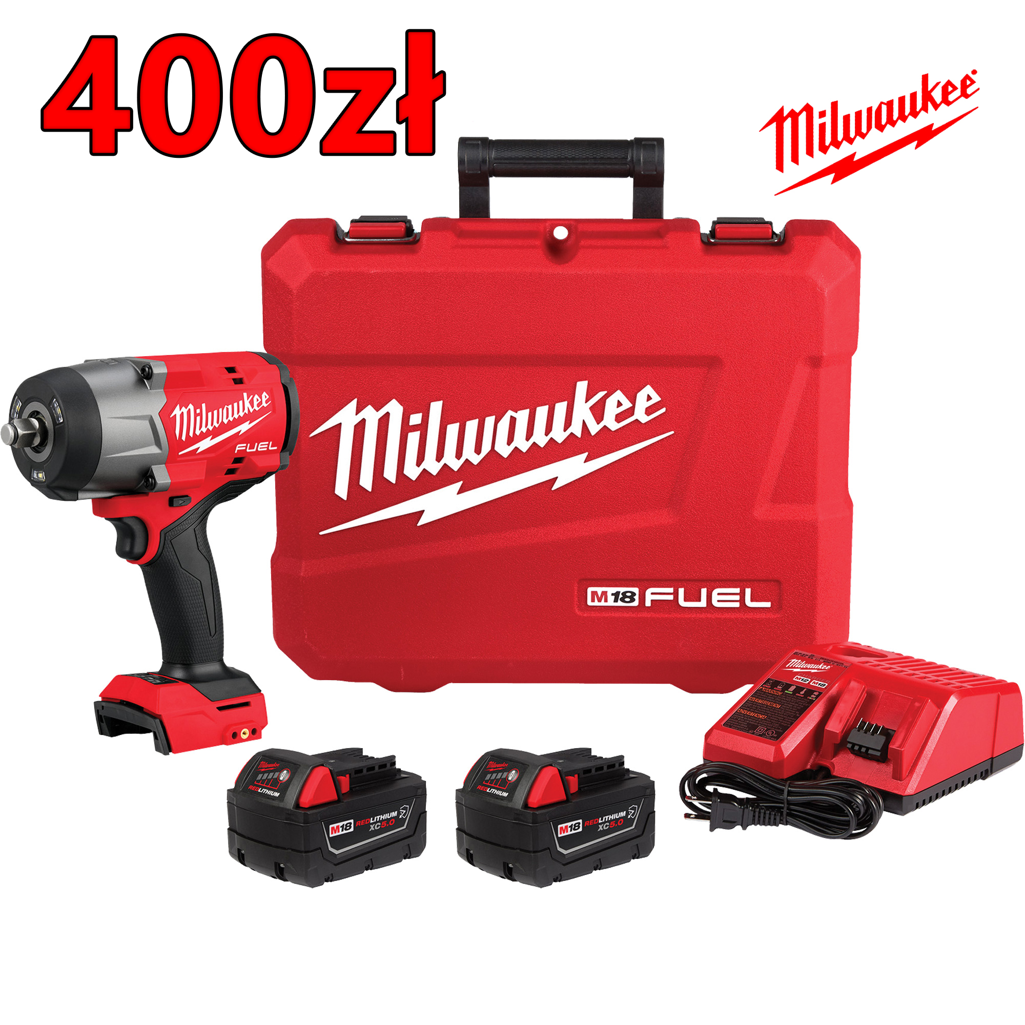 ✅[Oficjalny certyfikat Milwaukee, autentyczność gwarantowana] Bezprzewodowy klucz akumulatorowy 1/2 cala M18 FUEL o wysokim momencie obrotowym