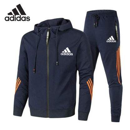 Adidas丨2-dijelni sportski komplet, udoban za trčanje, sportska odjeća s patentnim zatvaračem