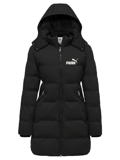 Damska elegancka wodoodporna kurtka puchowa – wiatroszczelna, ciepła pikowana kurtka z odpinanym kapturem i wieloma kieszeniami