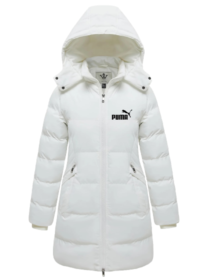 Damska elegancka wodoodporna kurtka puchowa – wiatroszczelna, ciepła pikowana kurtka z odpinanym kapturem i wieloma kieszeniami