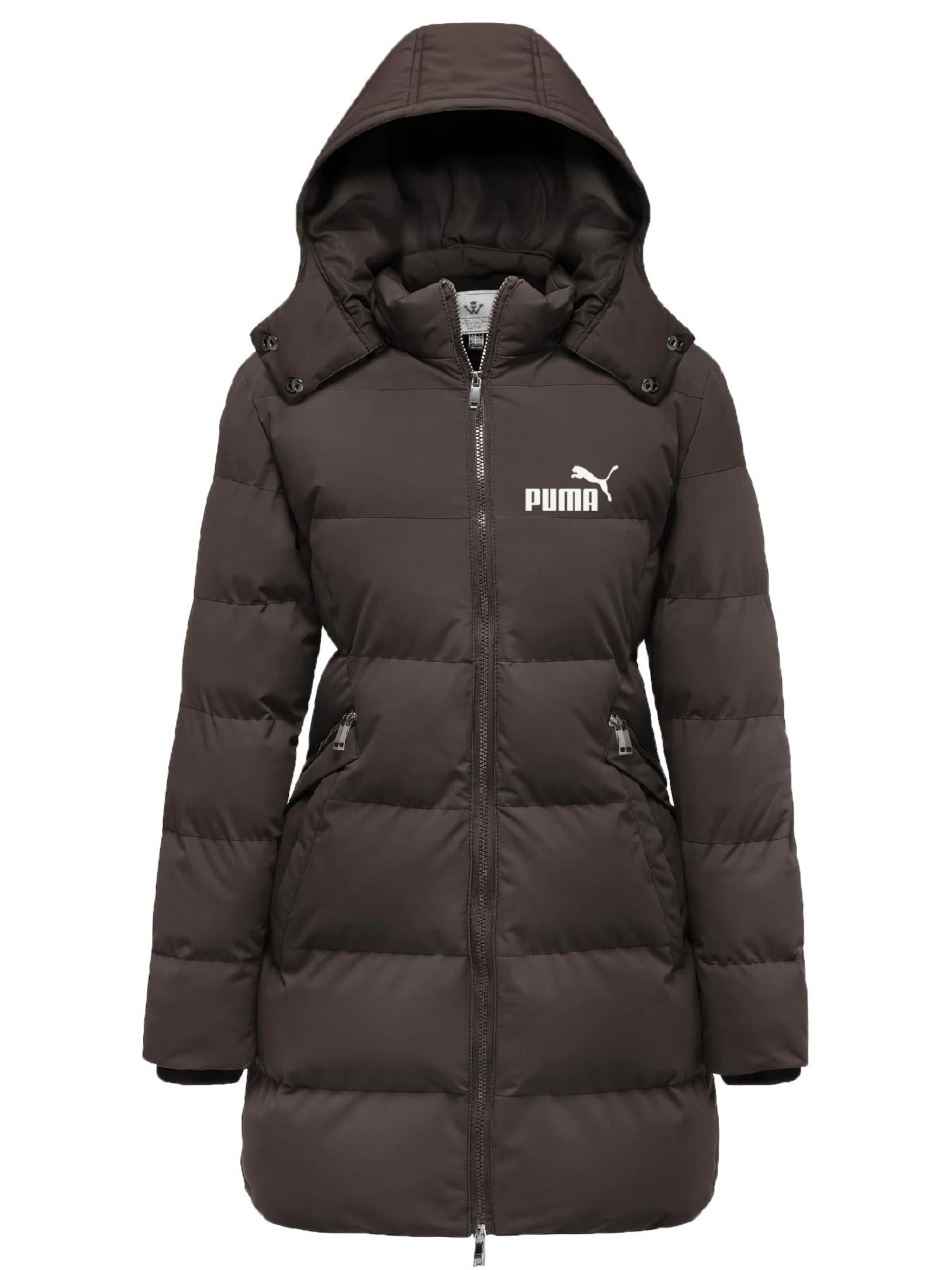 Damska elegancka wodoodporna kurtka puchowa – wiatroszczelna, ciepła pikowana kurtka z odpinanym kapturem i wieloma kieszeniami