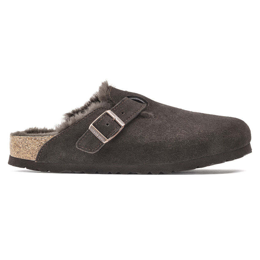 Birkenstock Unisex Boston Shearling Zamsz Skóra - Mocha